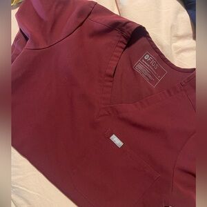 Figs Burgundy Scrub Top